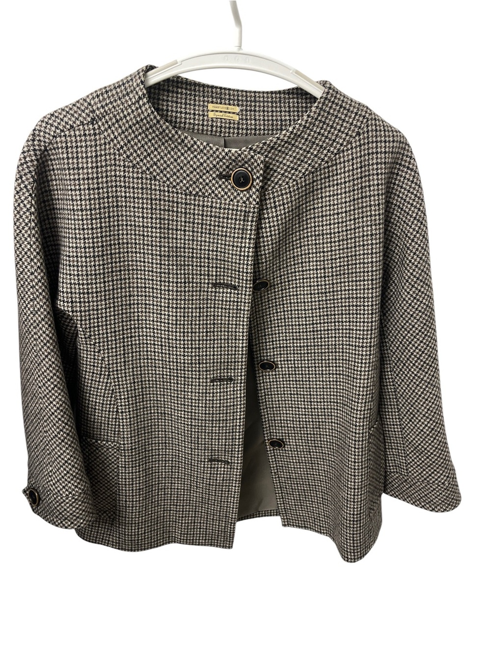 Max Studio Special Edition Wool Blend Houndstooth Swing Jacket - Size 4